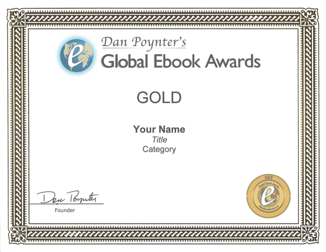 Gold Medal Winner Certificate Dan Poynter #39 s Global Ebook Awards